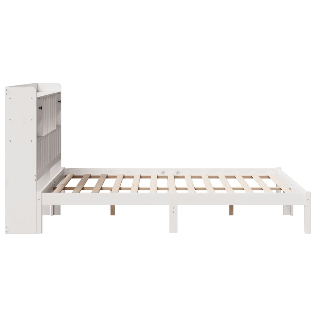 seng med reol uden madras 140x200 cm massivt fyrretræ hvid