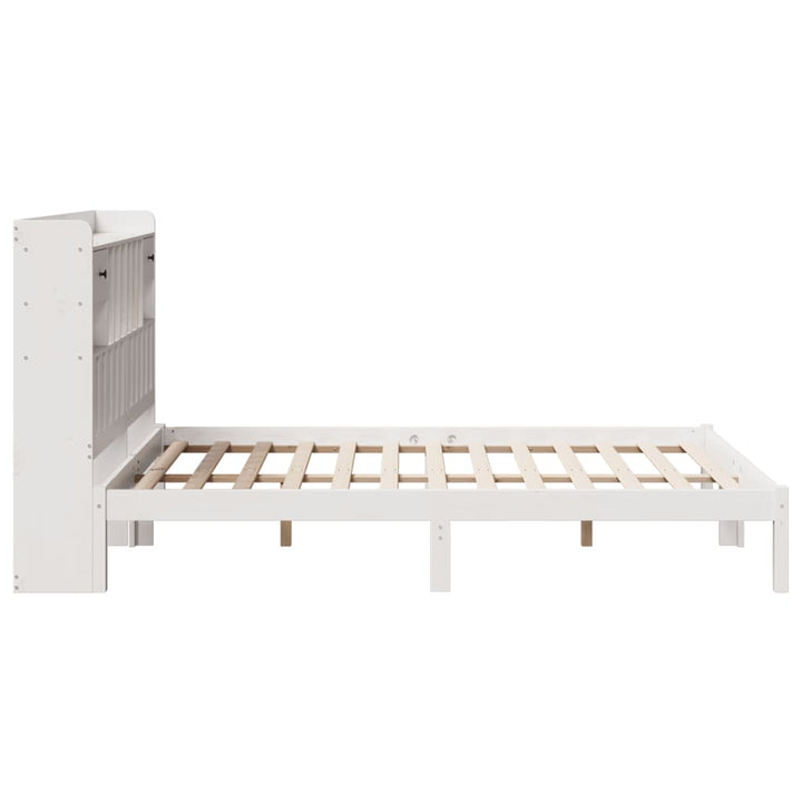 seng med reol uden madras 140x200 cm massivt fyrretræ hvid