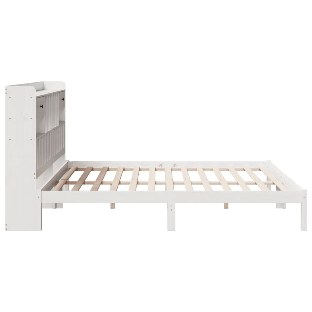 seng med reol uden madras 180x200 cm massivt fyrretræ hvid