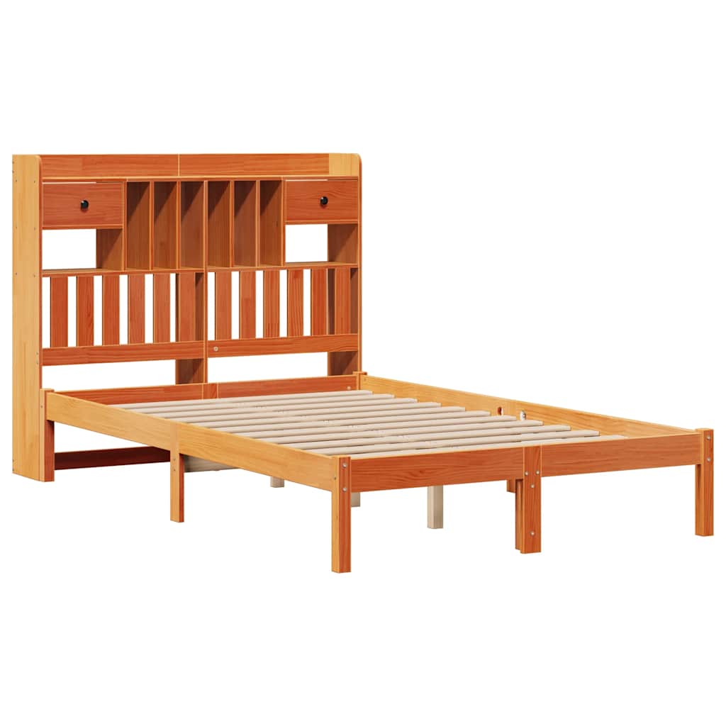 seng med reol uden madras 135x190cm massivt fyrretræ gyldenbrun