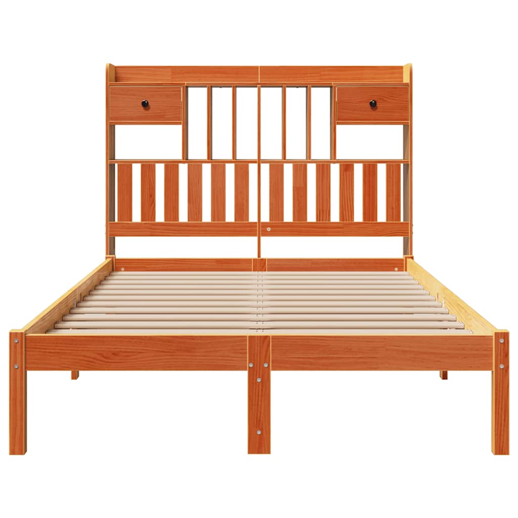 seng med reol uden madras 135x190cm massivt fyrretræ gyldenbrun