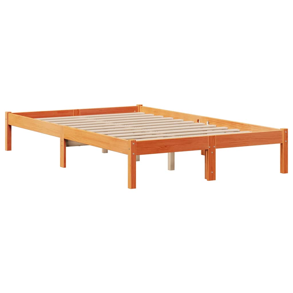 seng med reol uden madras 135x190cm massivt fyrretræ gyldenbrun