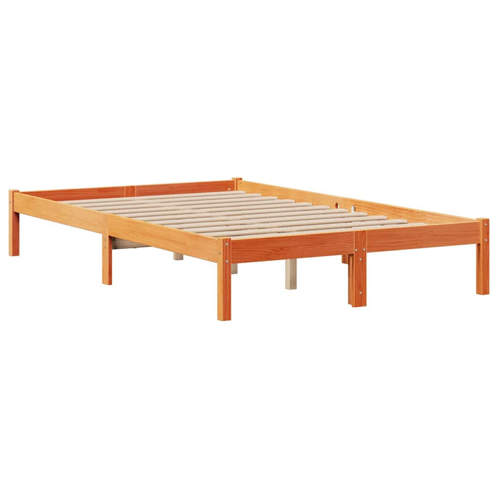 seng med reol uden madras 135x190cm massivt fyrretræ gyldenbrun