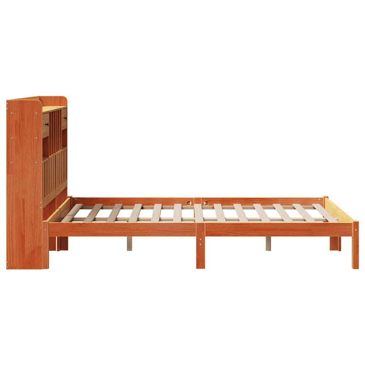 seng med reol uden madras 135x190cm massivt fyrretræ gyldenbrun