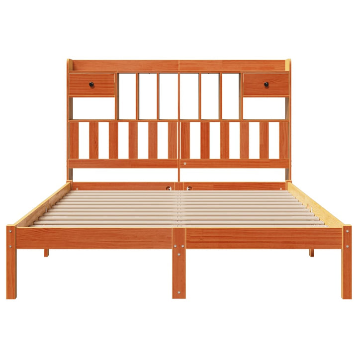 seng med reol uden madras 140x190cm massivt fyrretræ gyldenbrun