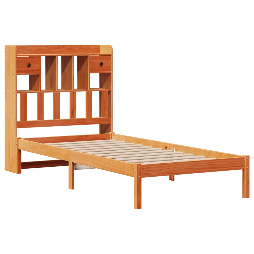 seng med reol uden madras 100x200cm massivt fyrretræ gyldenbrun