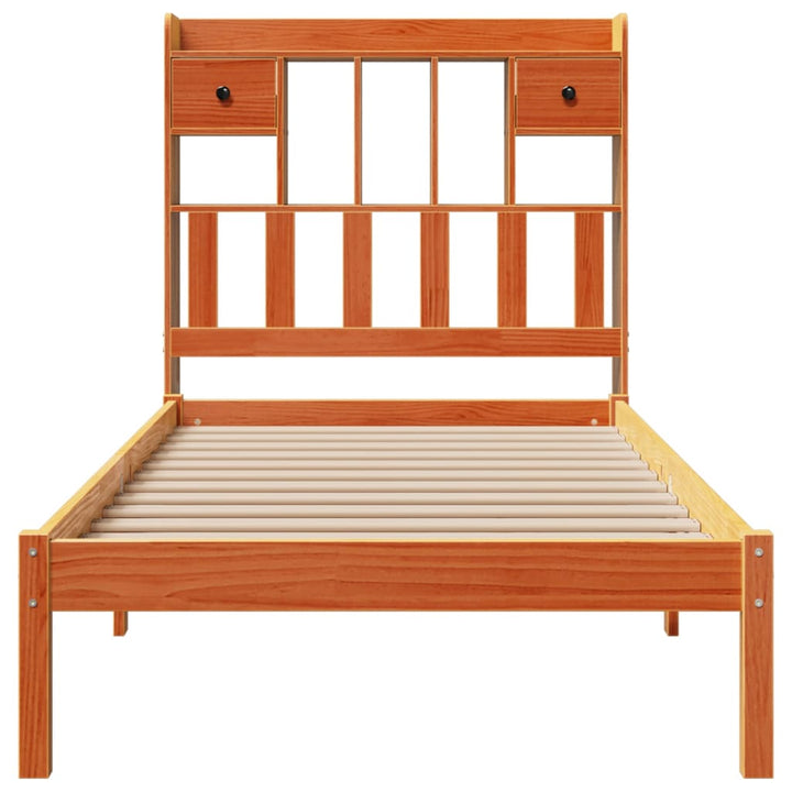 seng med reol uden madras 100x200cm massivt fyrretræ gyldenbrun