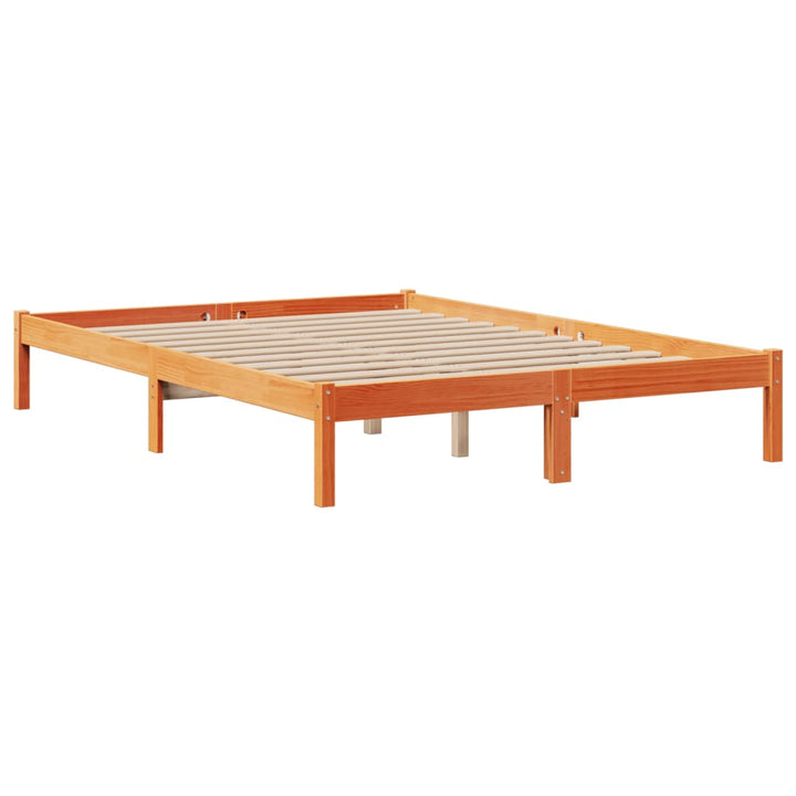 seng med reol uden madras 140x200cm massivt fyrretræ gyldenbrun