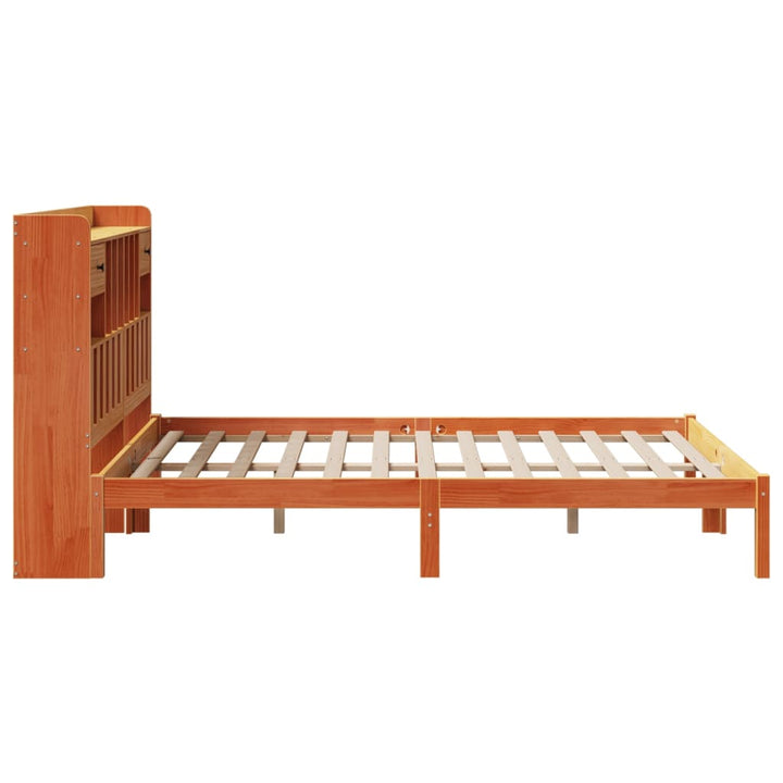 seng med reol uden madras 160x200cm massivt fyrretræ gyldenbrun