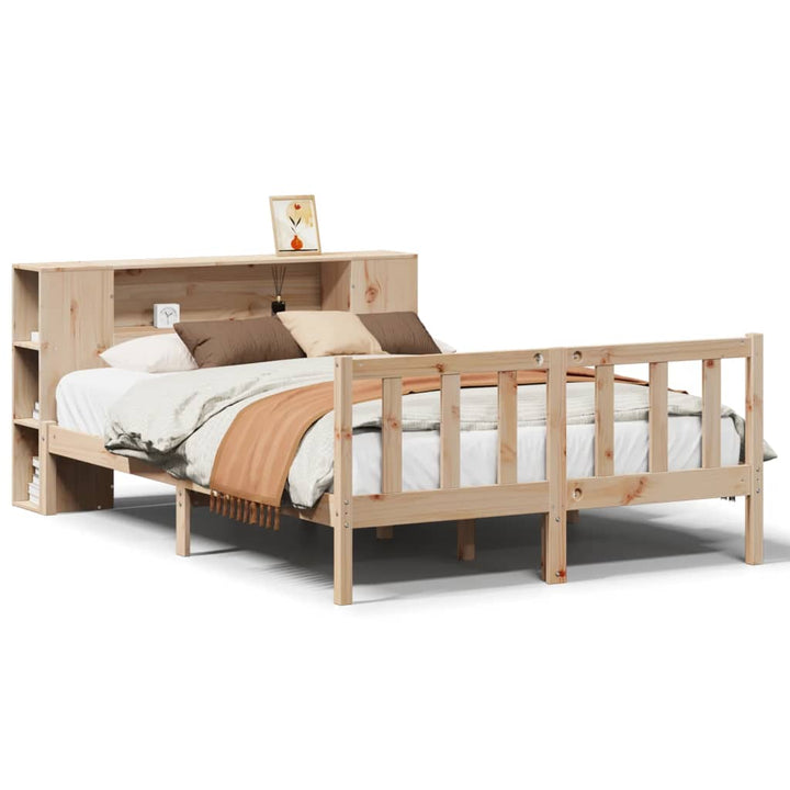 seng med reol uden madras 135x190 cm massivt fyrretræ