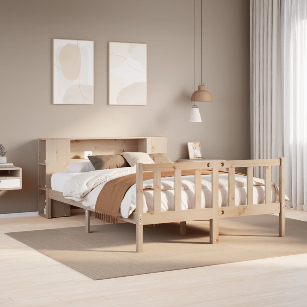 seng med reol uden madras 135x190 cm massivt fyrretræ