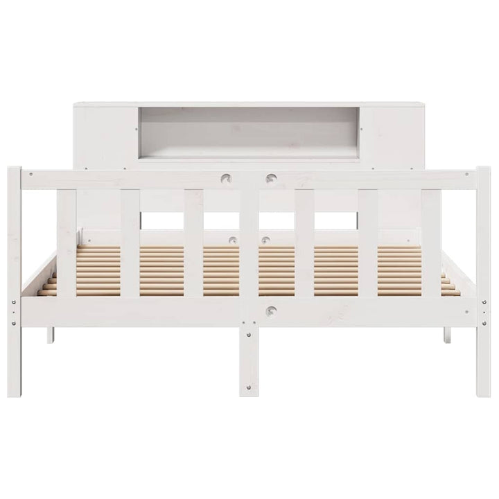 seng med reol uden madras 135x190 cm massivt fyrretræ hvid