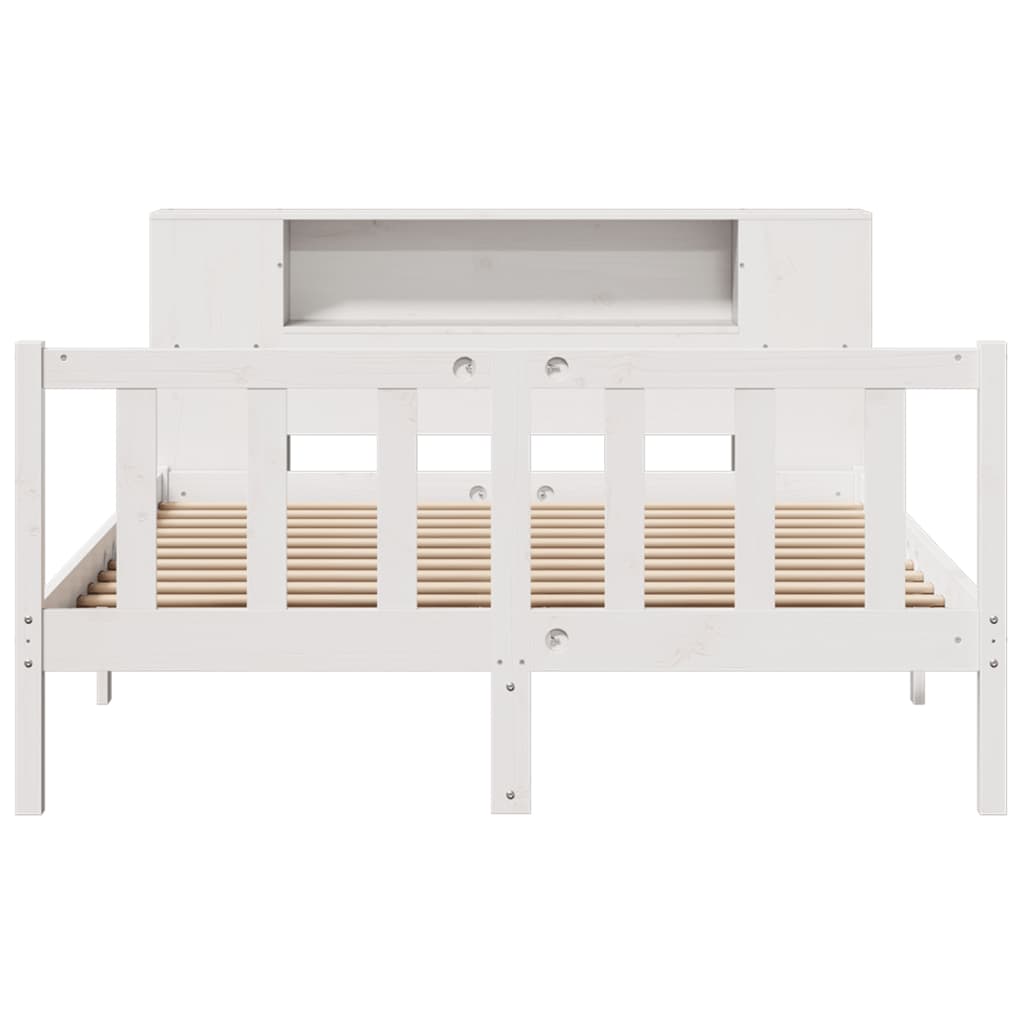 seng med reol uden madras 140x190 cm massivt fyrretræ hvid