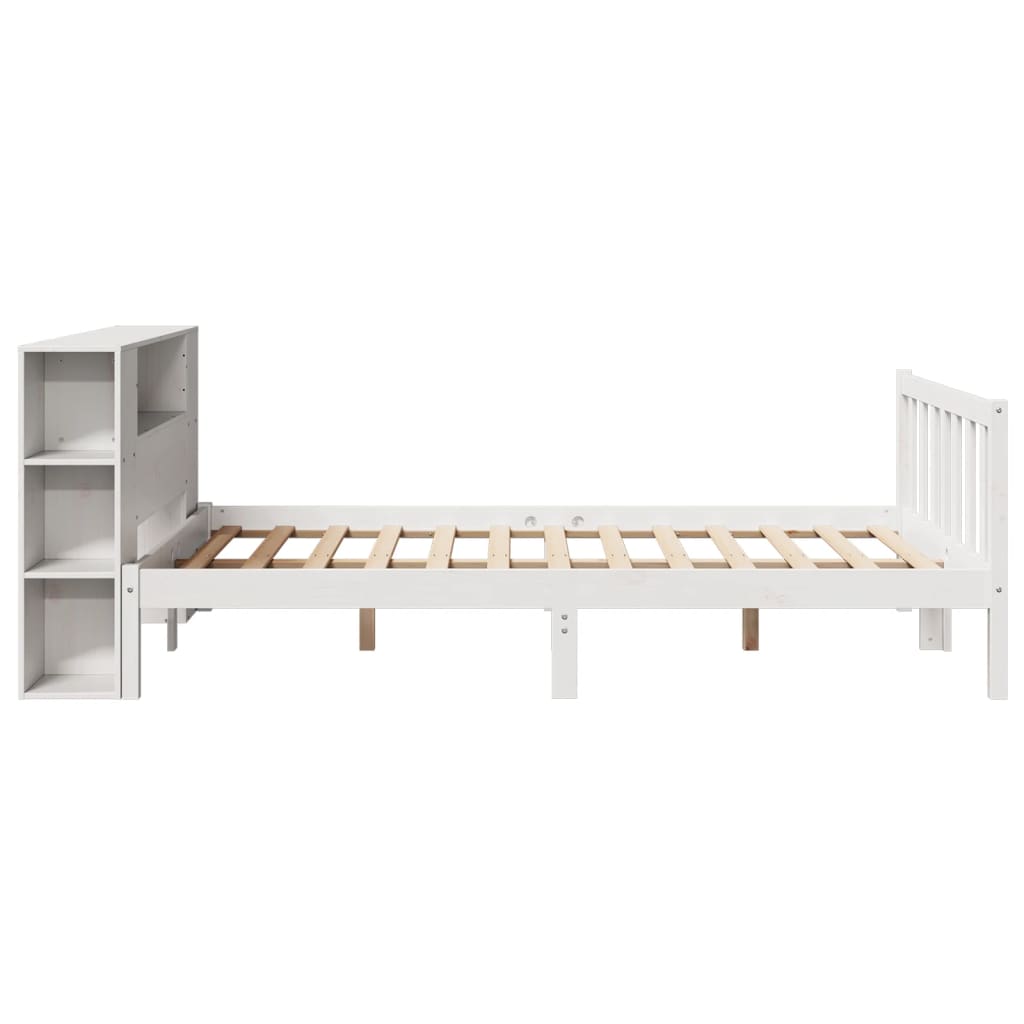 seng med reol uden madras 140x200 cm massivt fyrretræ hvid