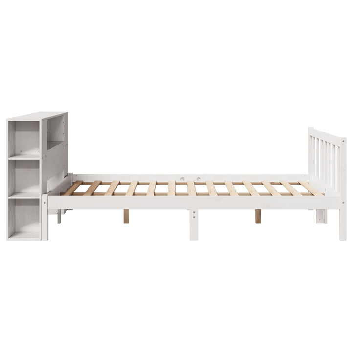 seng med reol uden madras 150x200 cm massivt fyrretræ hvid