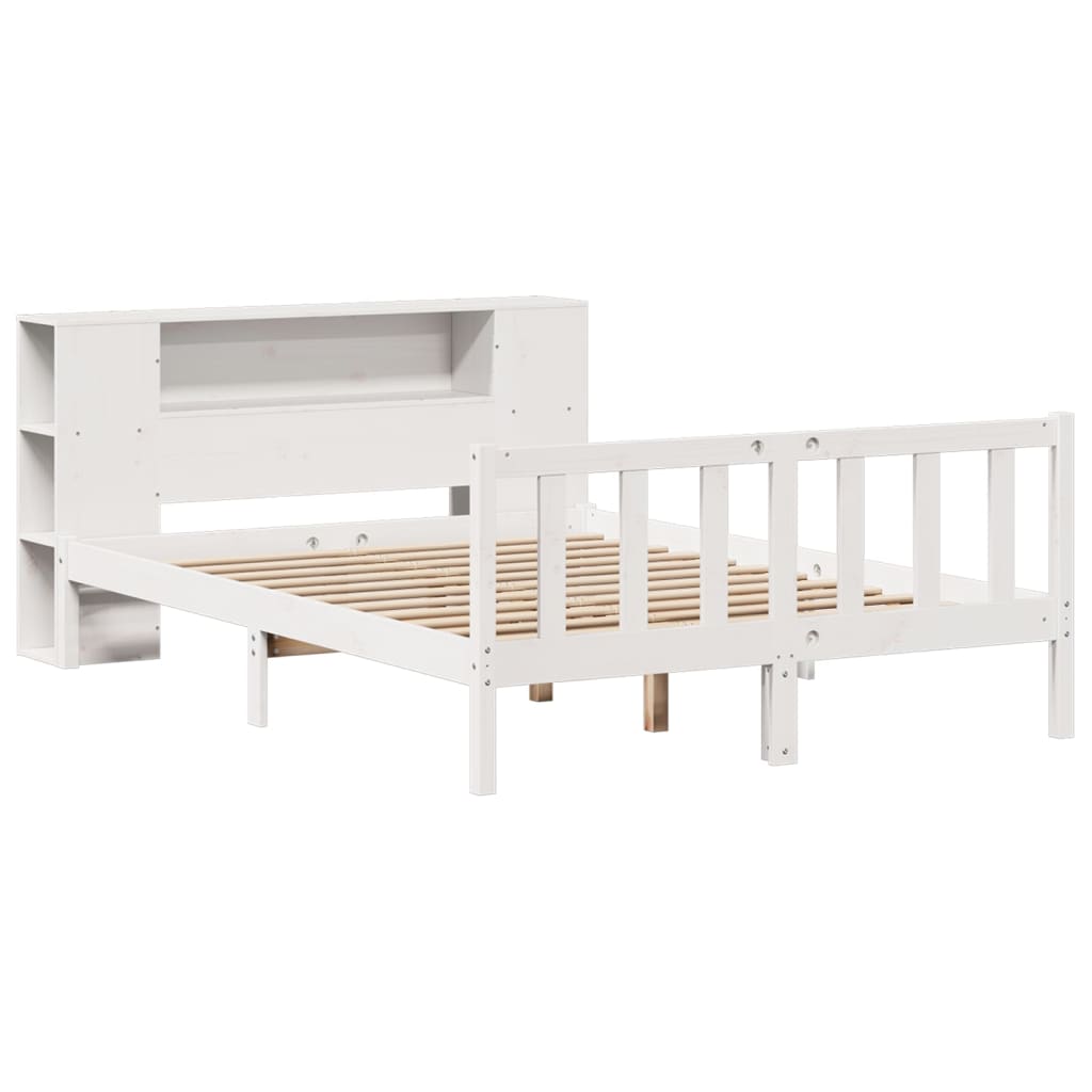 seng med reol uden madras 160x200 cm massivt fyrretræ hvid