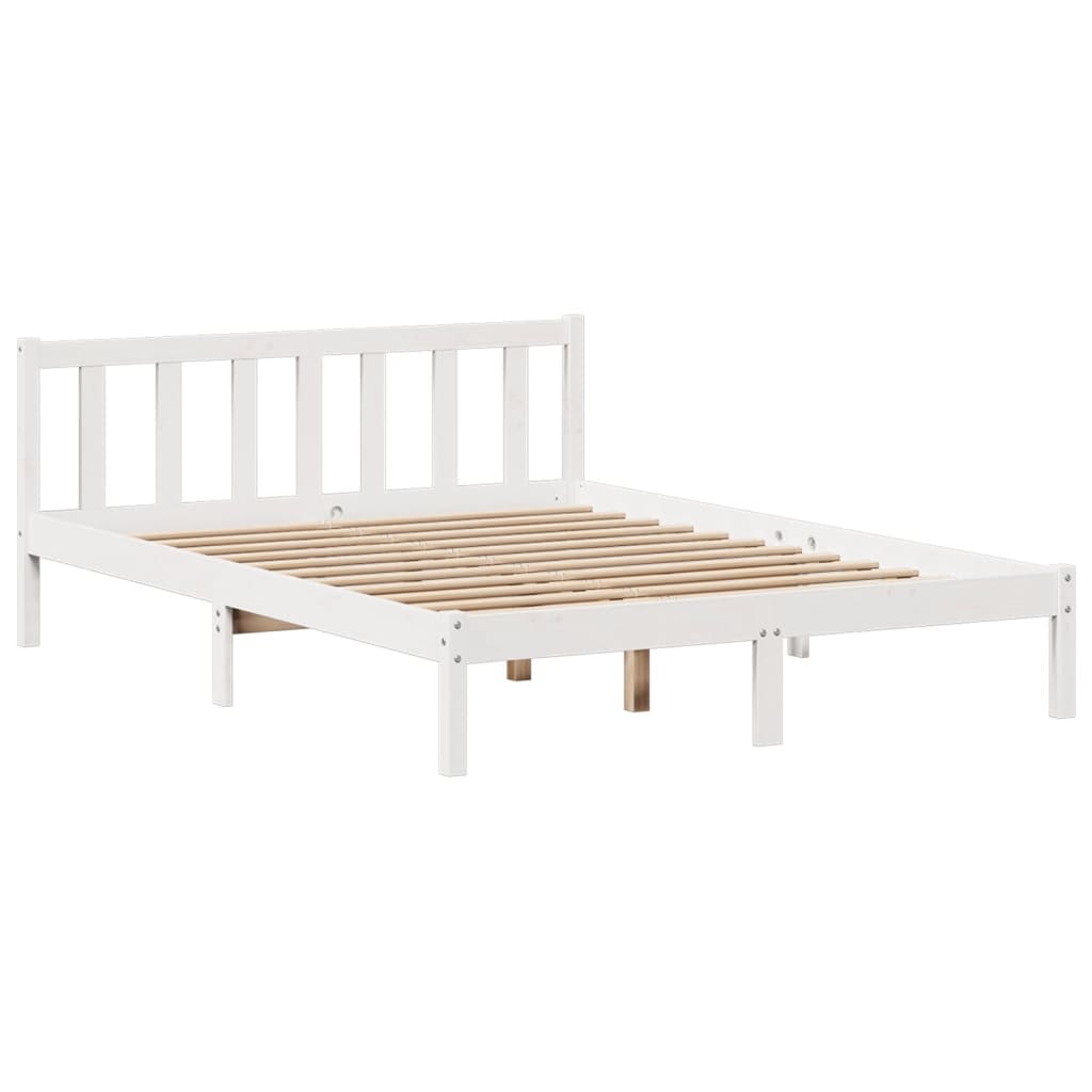 seng med reol uden madras 160x200 cm massivt fyrretræ hvid