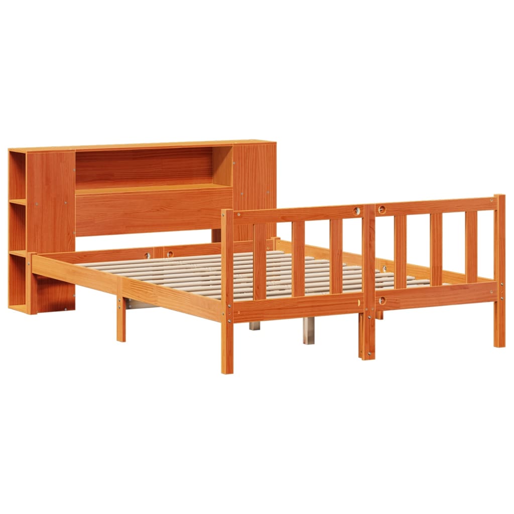 seng med reol uden madras 150x200cm massivt fyrretræ gyldenbrun