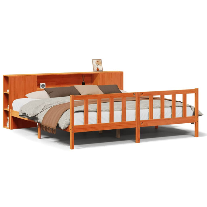 seng med reol uden madras 200x200cm massivt fyrretræ gyldenbrun