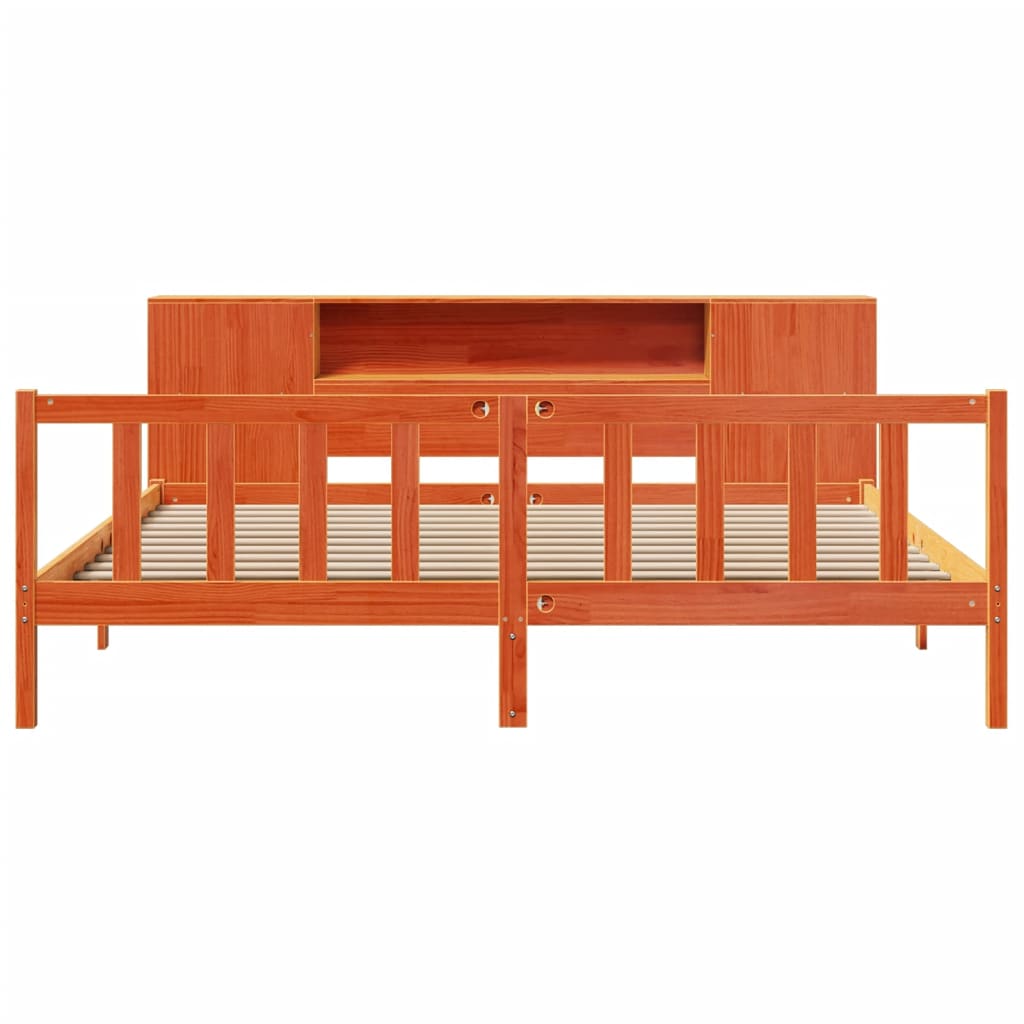 seng med reol uden madras 200x200cm massivt fyrretræ gyldenbrun