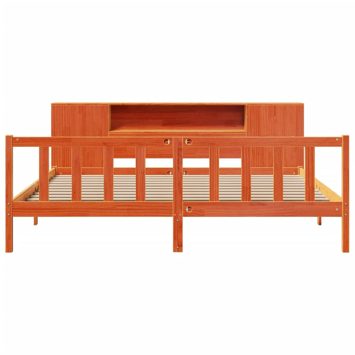seng med reol uden madras 200x200cm massivt fyrretræ gyldenbrun
