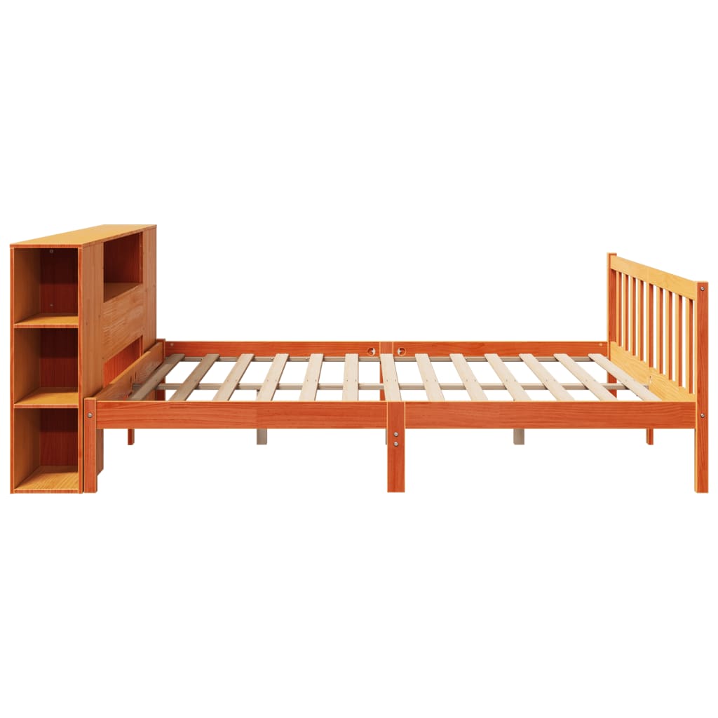 seng med reol uden madras 200x200cm massivt fyrretræ gyldenbrun