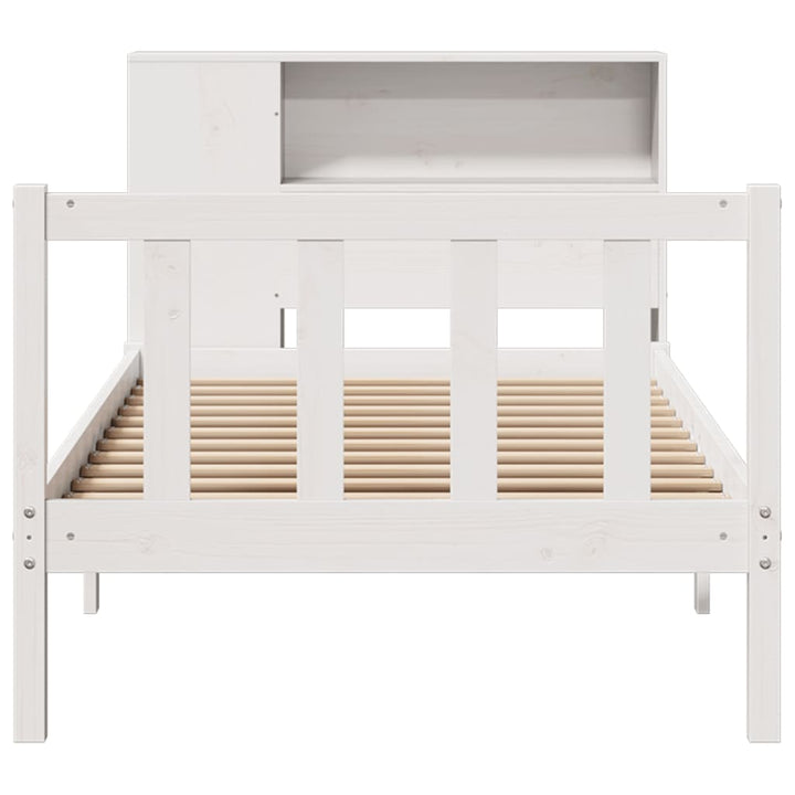 seng med reol uden madras 75x190 cm massivt fyrretræ hvid