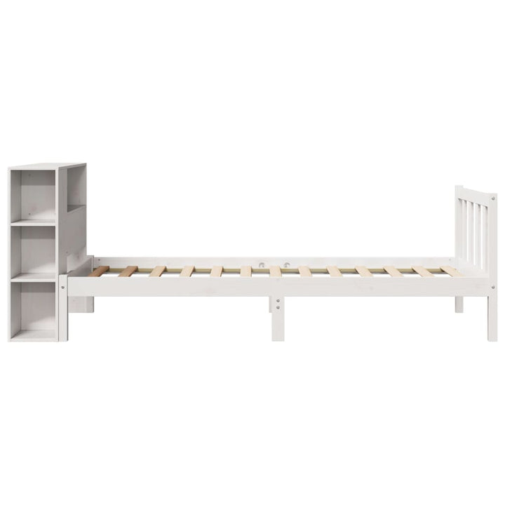 seng med reol uden madras 75x190 cm massivt fyrretræ hvid