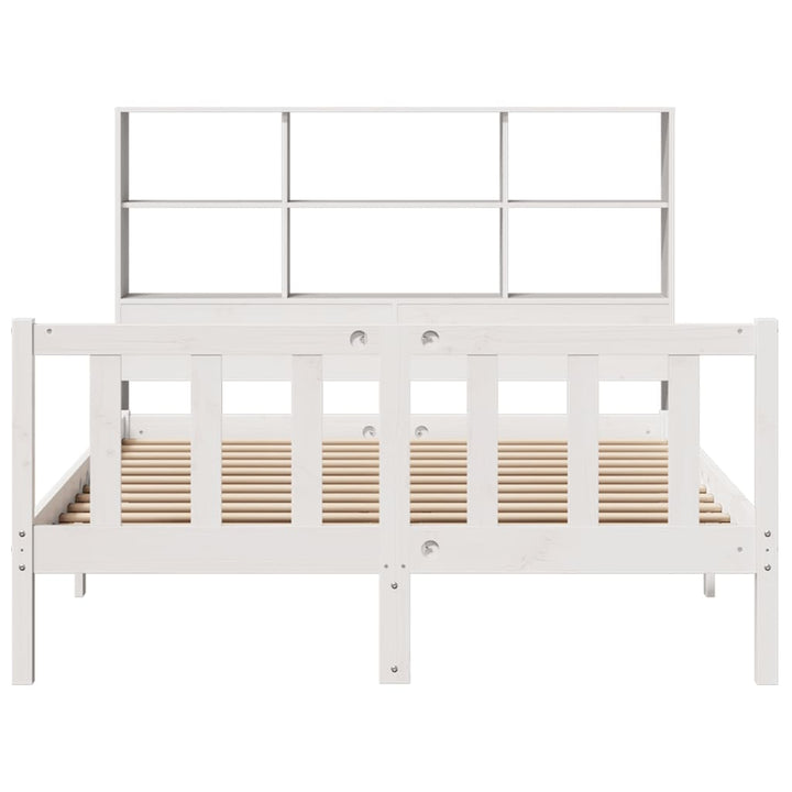 seng med reol uden madras 160x200 cm massivt fyrretræ hvid