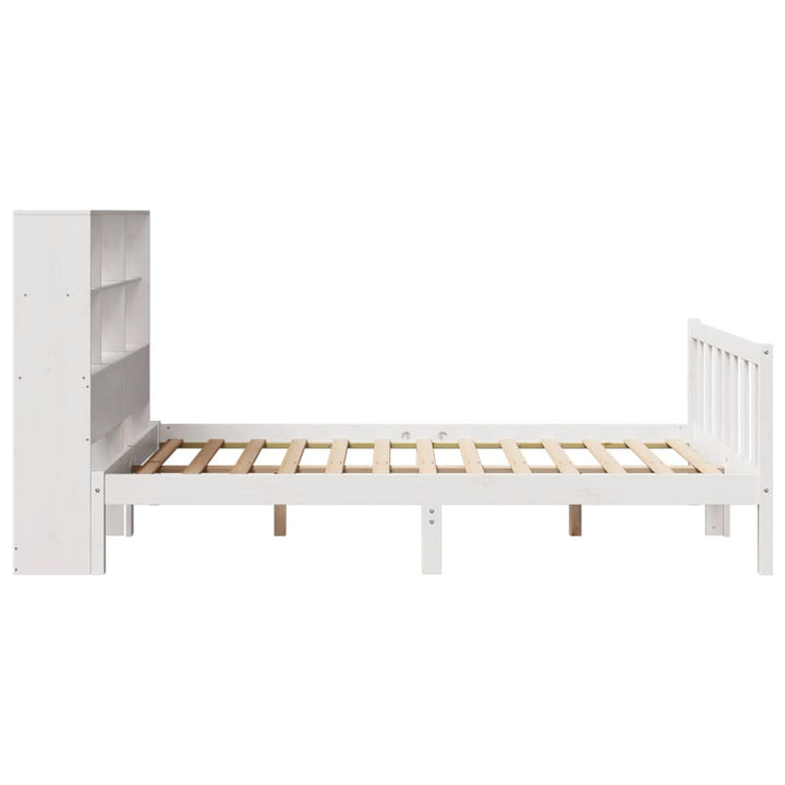 seng med reol uden madras 160x200 cm massivt fyrretræ hvid