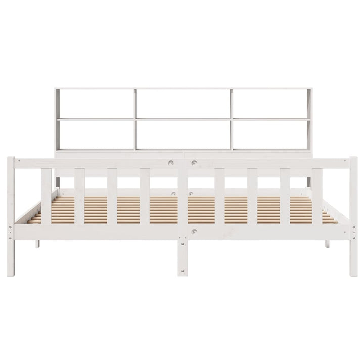 seng med reol uden madras 180x200 cm massivt fyrretræ hvid