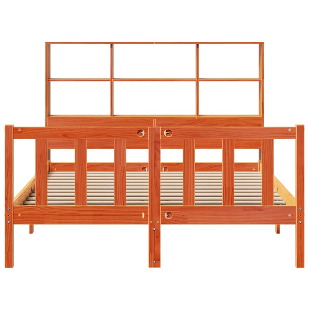 seng med reol uden madras 135x190cm massivt fyrretræ gyldenbrun
