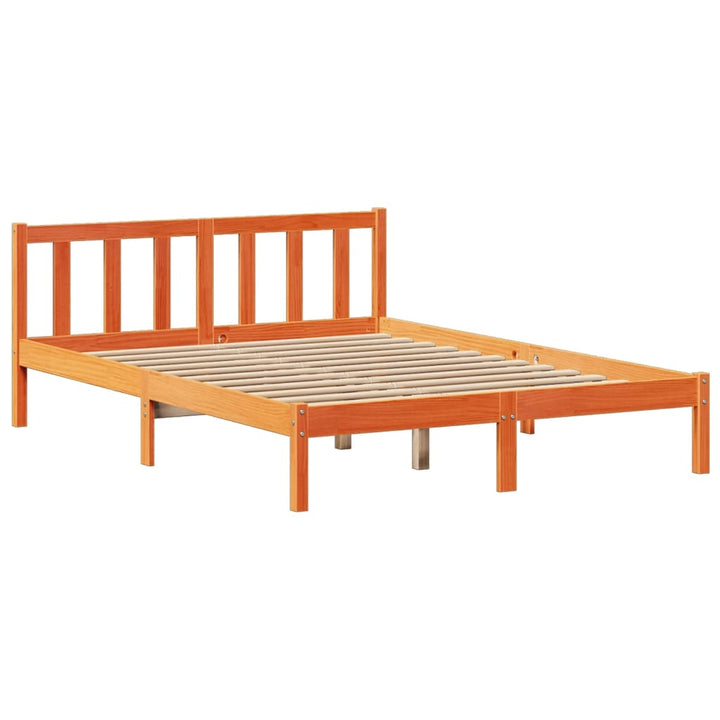 seng med reol uden madras 135x190cm massivt fyrretræ gyldenbrun