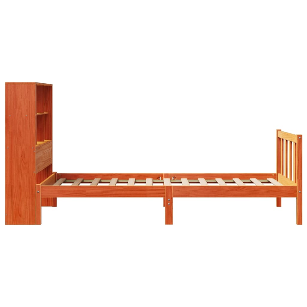 seng med reol uden madras 100x200cm massivt fyrretræ gyldenbrun