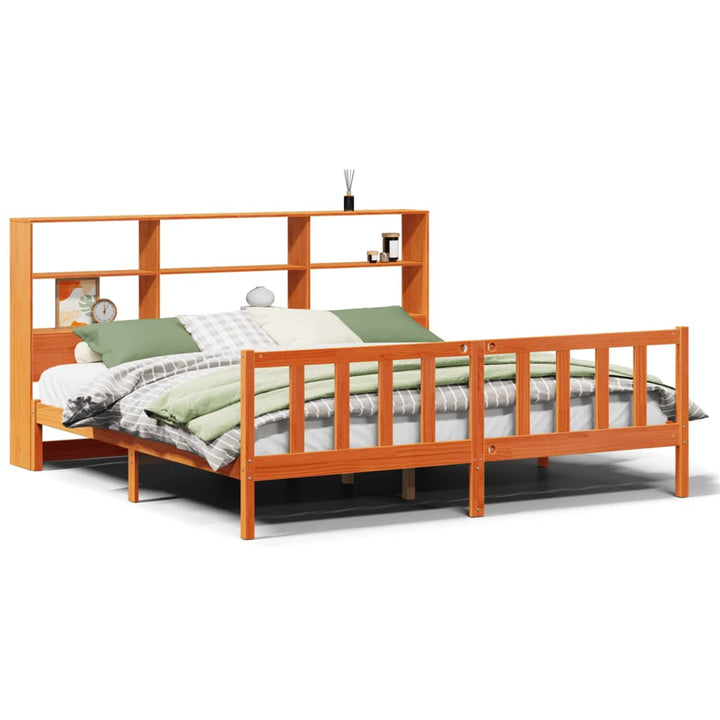 seng med reol uden madras 200x200cm massivt fyrretræ gyldenbrun