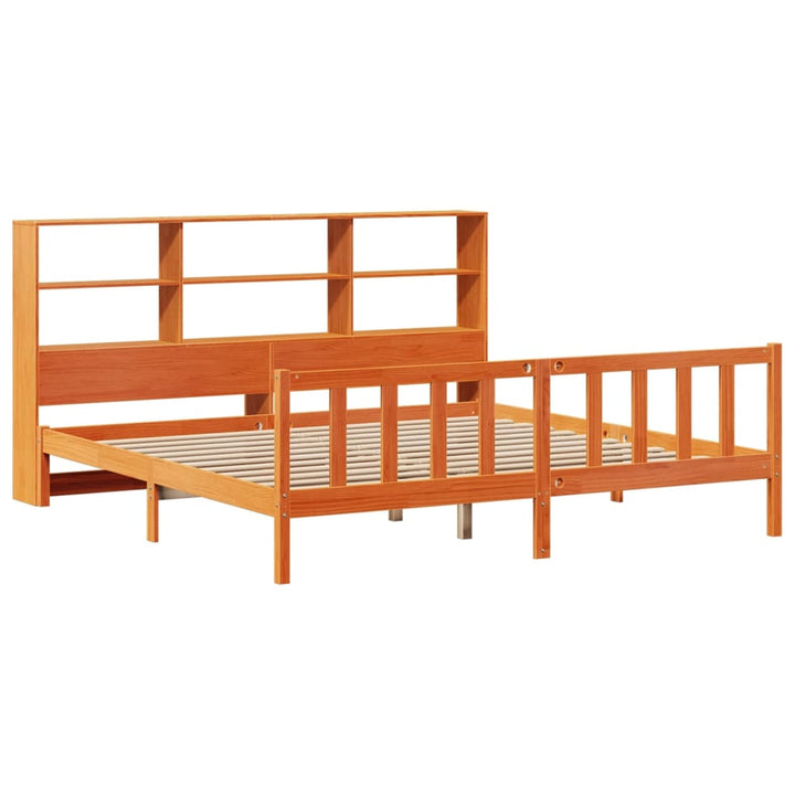 seng med reol uden madras 200x200cm massivt fyrretræ gyldenbrun