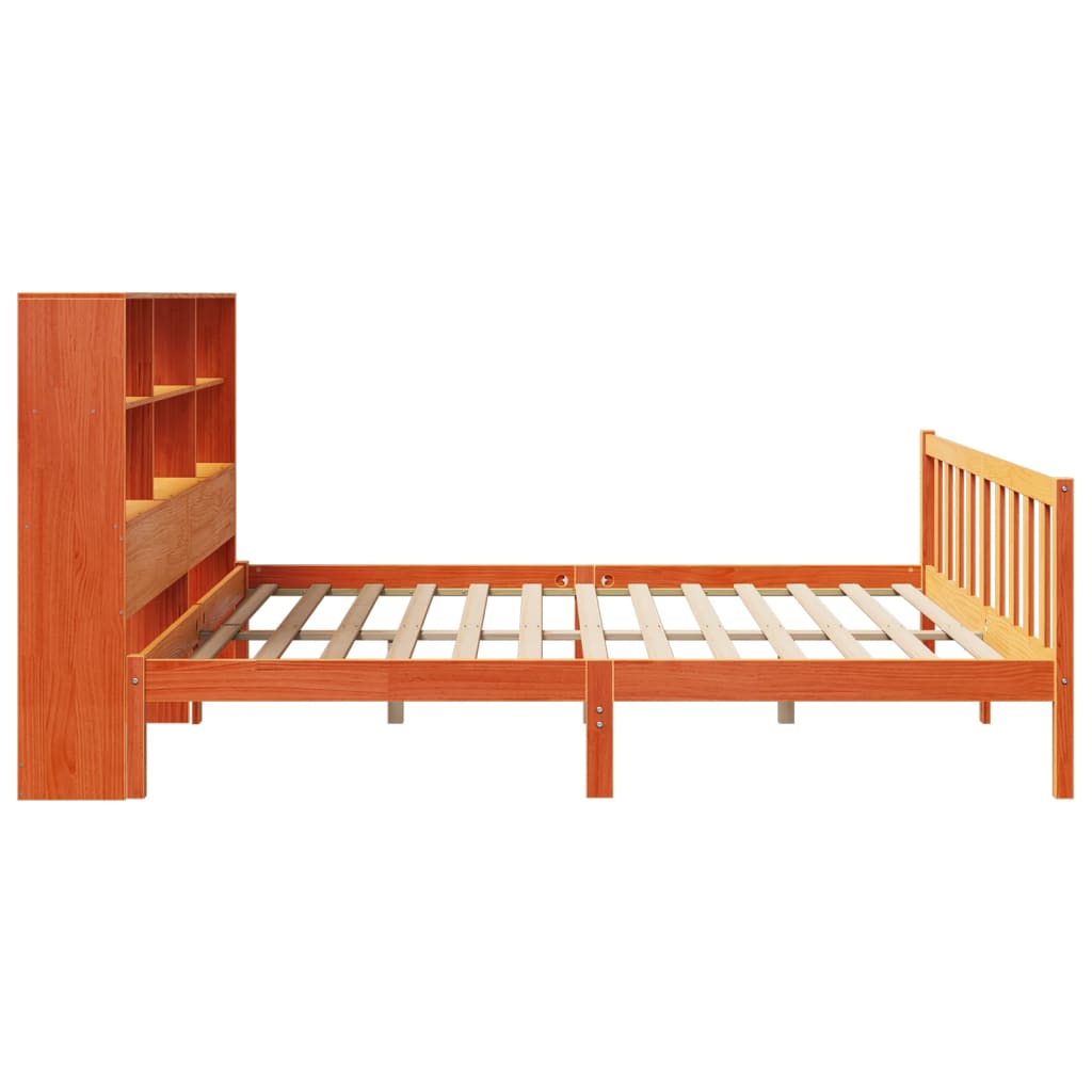 seng med reol uden madras 200x200cm massivt fyrretræ gyldenbrun