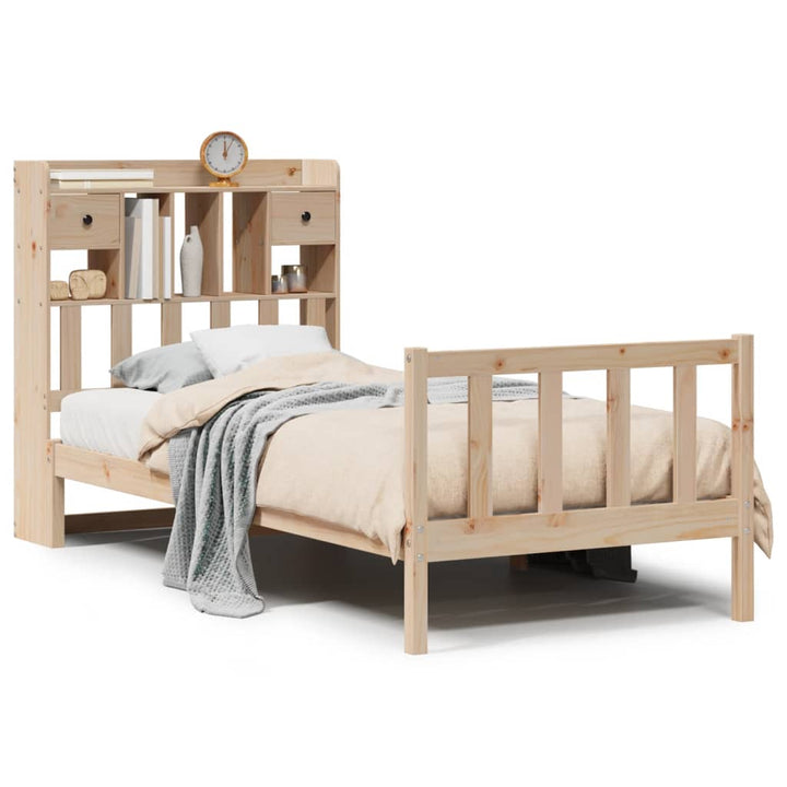 seng med reol uden madras 75x190 cm massivt fyrretræ