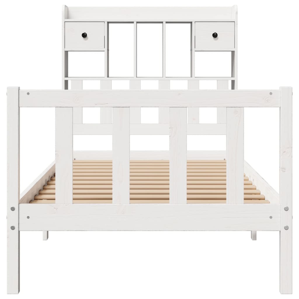 seng med reol uden madras 75x190 cm massivt fyrretræ hvid