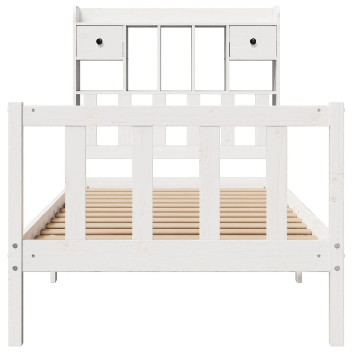 seng med reol uden madras 75x190 cm massivt fyrretræ hvid