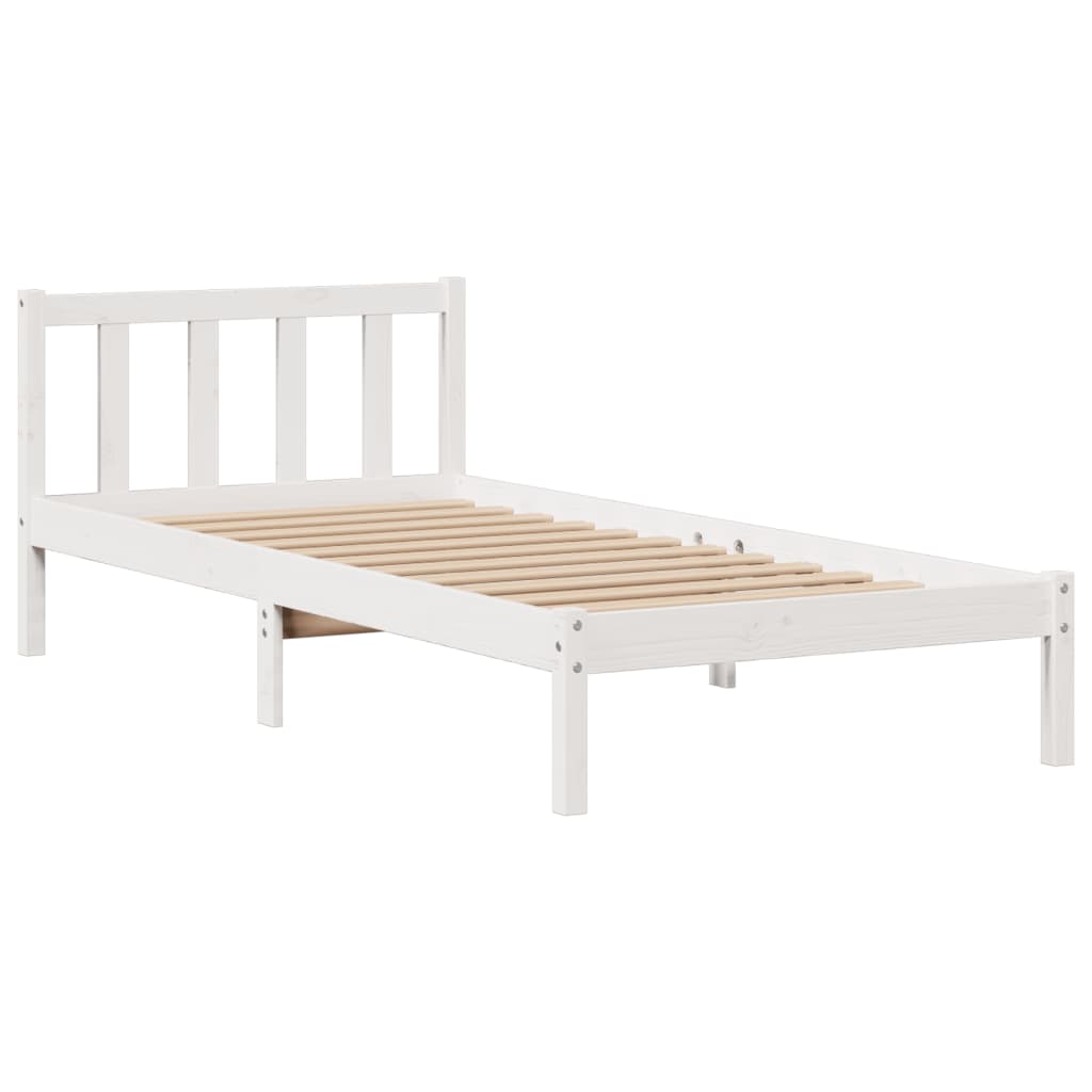 seng med reol uden madras 75x190 cm massivt fyrretræ hvid