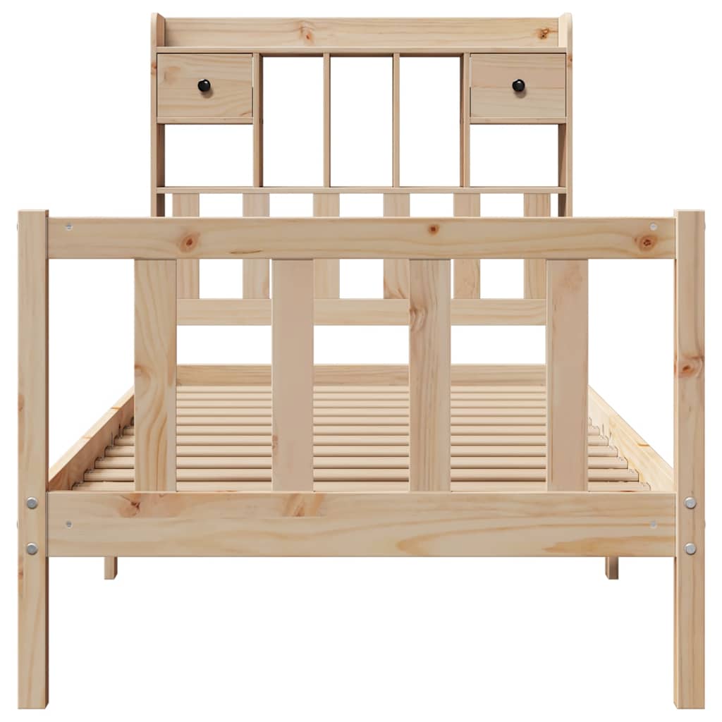 seng med reol uden madras 90x190 cm massivt fyrretræ
