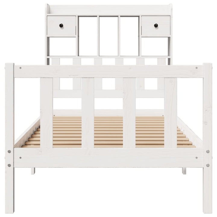 seng med reol uden madras 90x190 cm massivt fyrretræ hvid