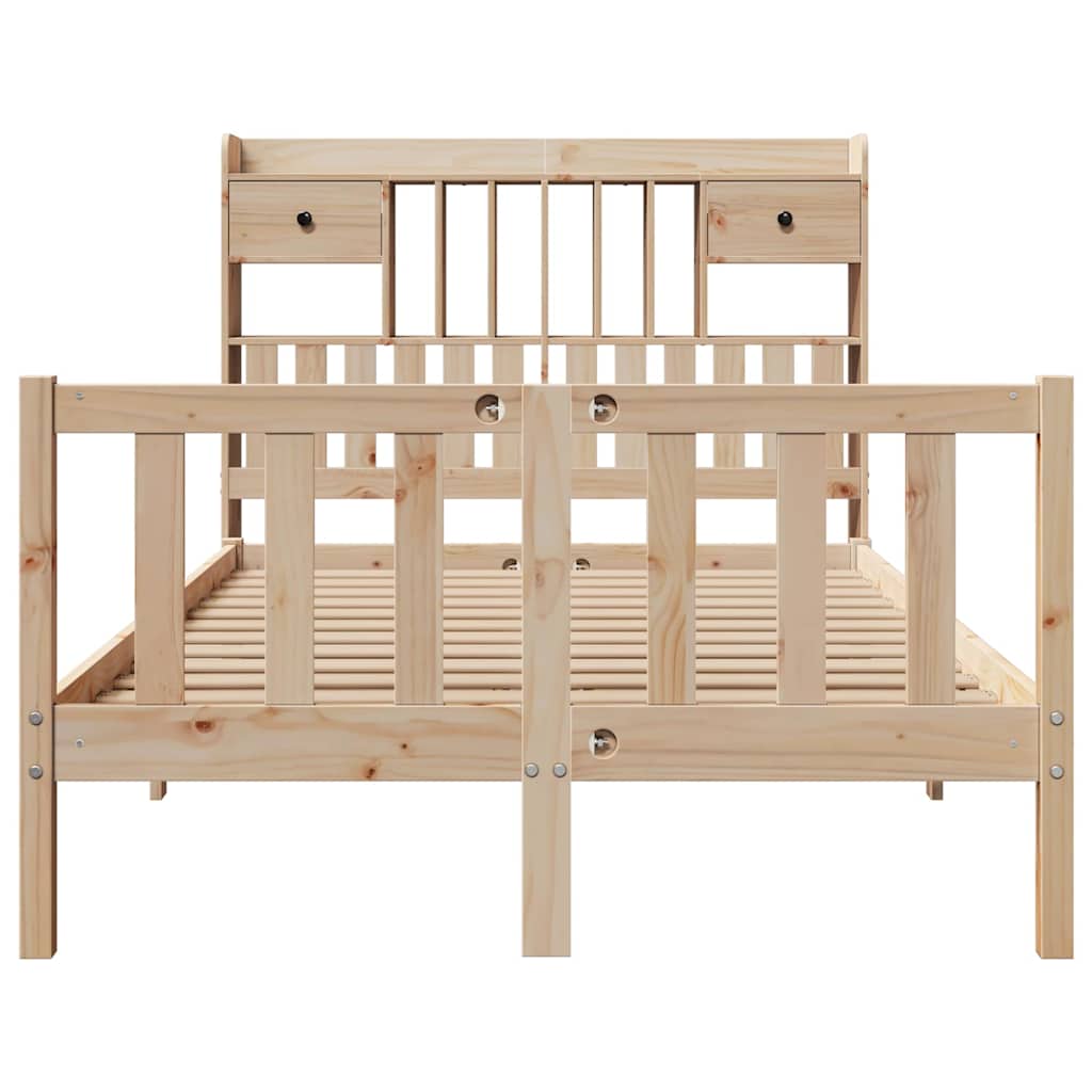 seng med reol uden madras 135x190 cm massivt fyrretræ