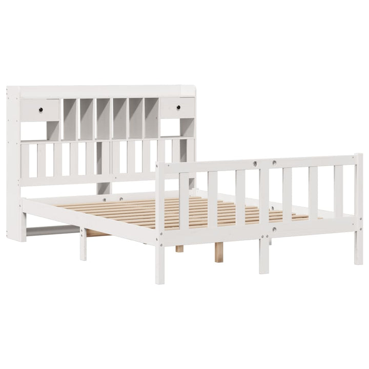 seng med reol uden madras 140x190 cm massivt fyrretræ hvid