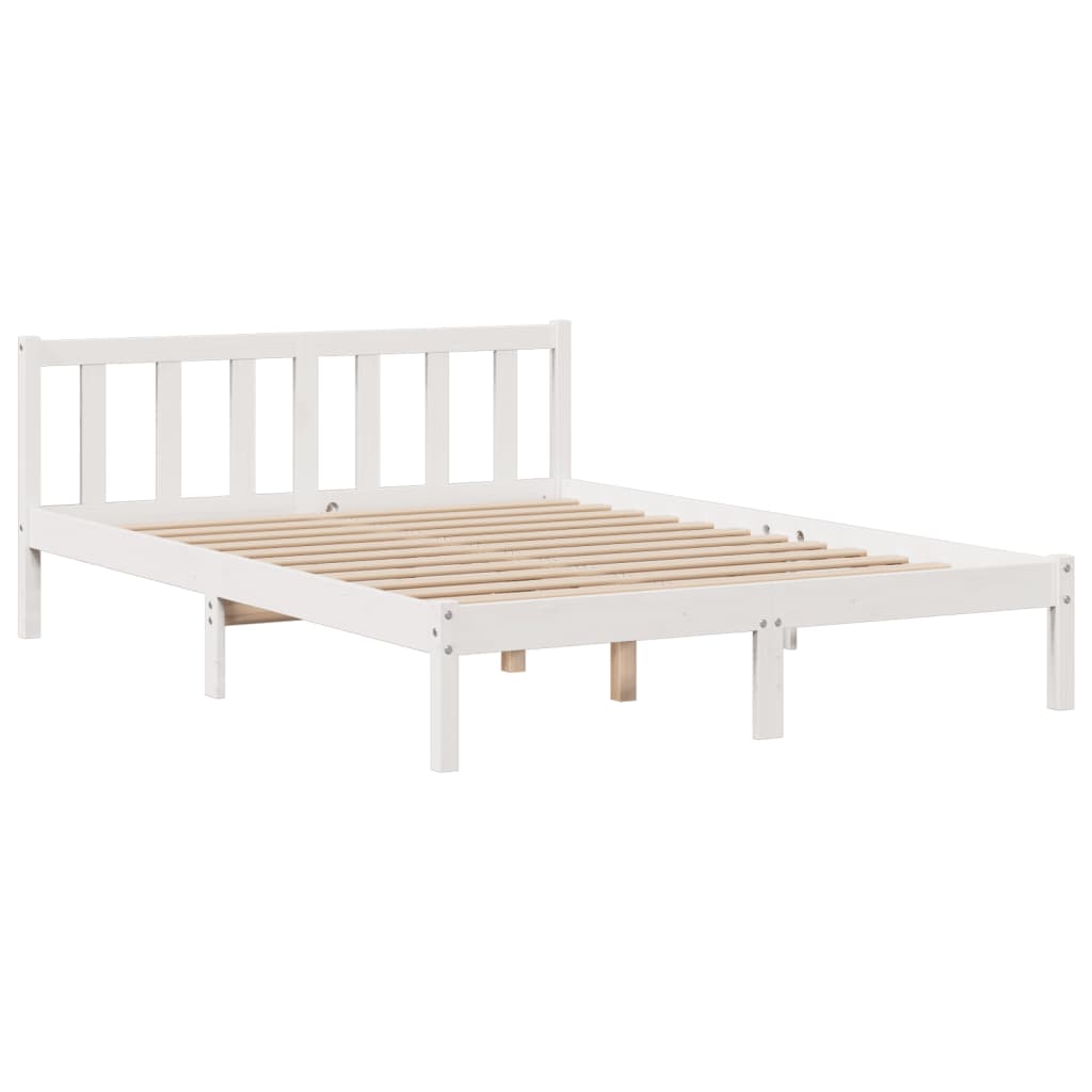seng med reol uden madras 150x200 cm massivt fyrretræ hvid