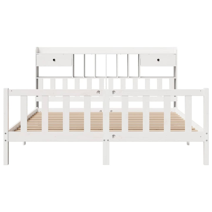 seng med reol uden madras 180x200 cm massivt fyrretræ hvid