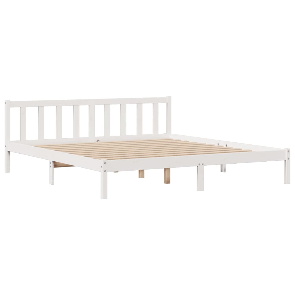 seng med reol uden madras 180x200 cm massivt fyrretræ hvid