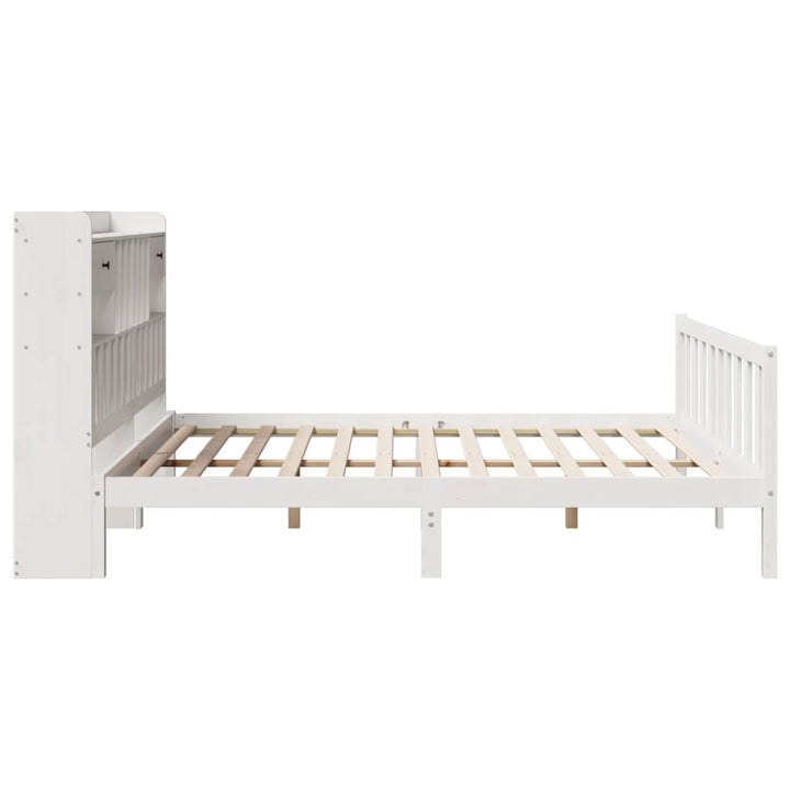 seng med reol uden madras 180x200 cm massivt fyrretræ hvid