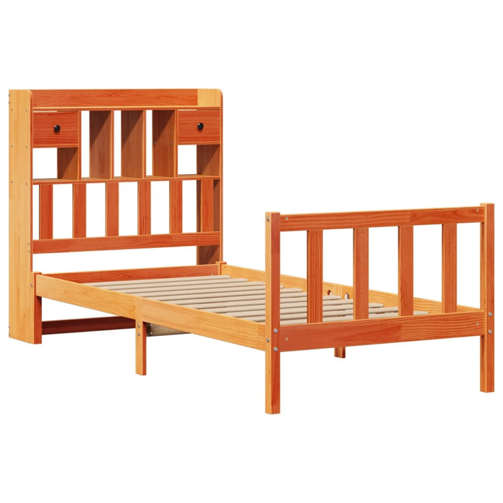seng med reol uden madras 75x190 cm massivt fyrretræ gyldenbrun
